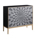 Console Table With 2 Doors And Sunburst Design, Gray
