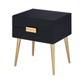 Denvor Square End Table With Drawers, Black & Gold