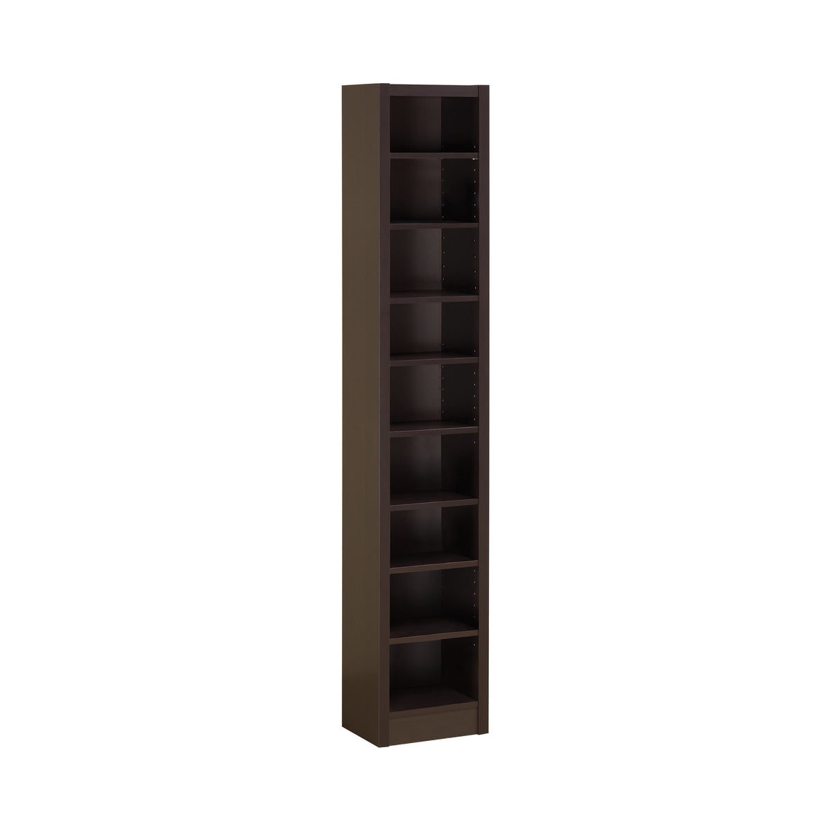 Glimmering Brown Narrow Wooden Bookcase