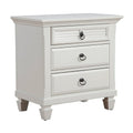 Pine Wood 3 Drawer Nightstand In White