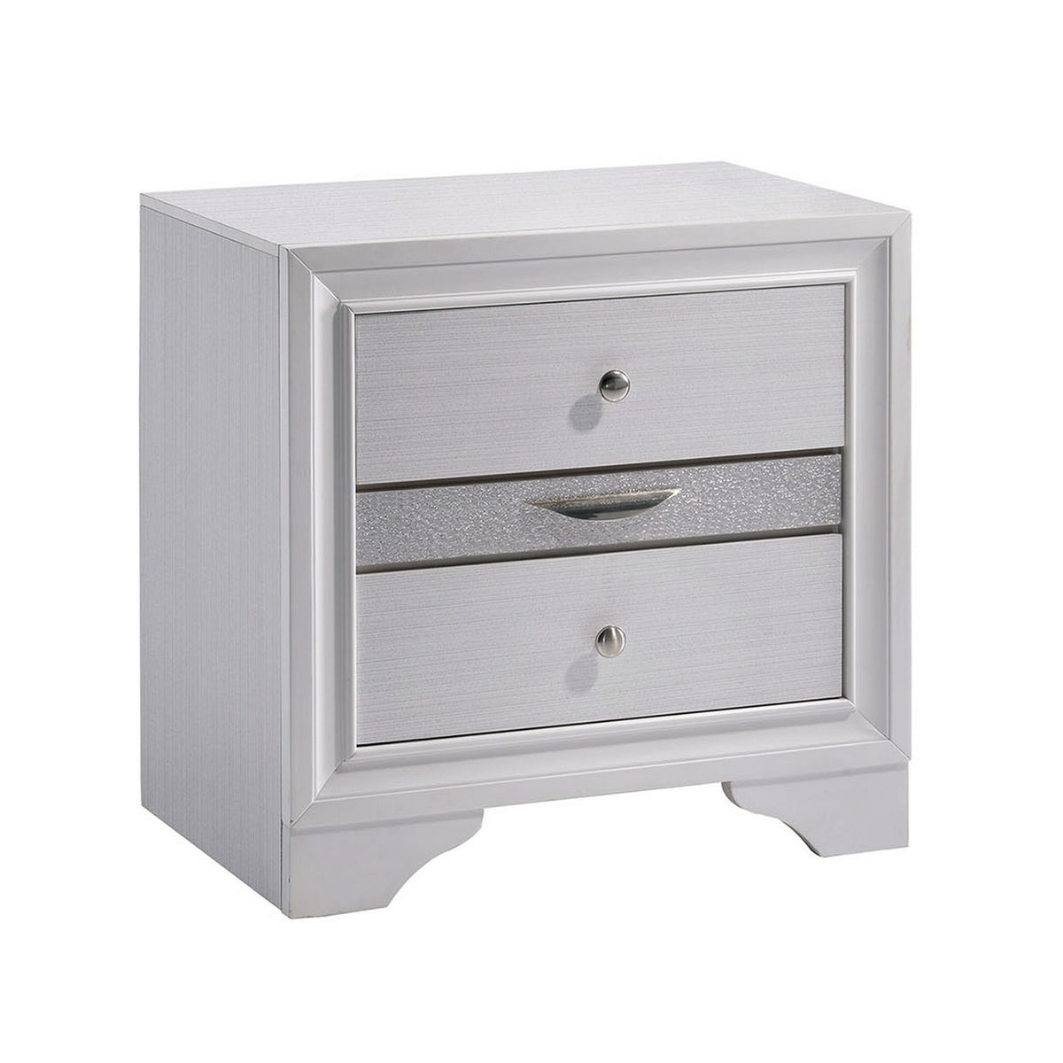 Contemporary Solid Wood Night Stand With Jewelry Drawers, White