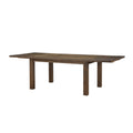 Rectangular Poplar Wood Dining Table With Extendable Leaf, Dark Oak Brown