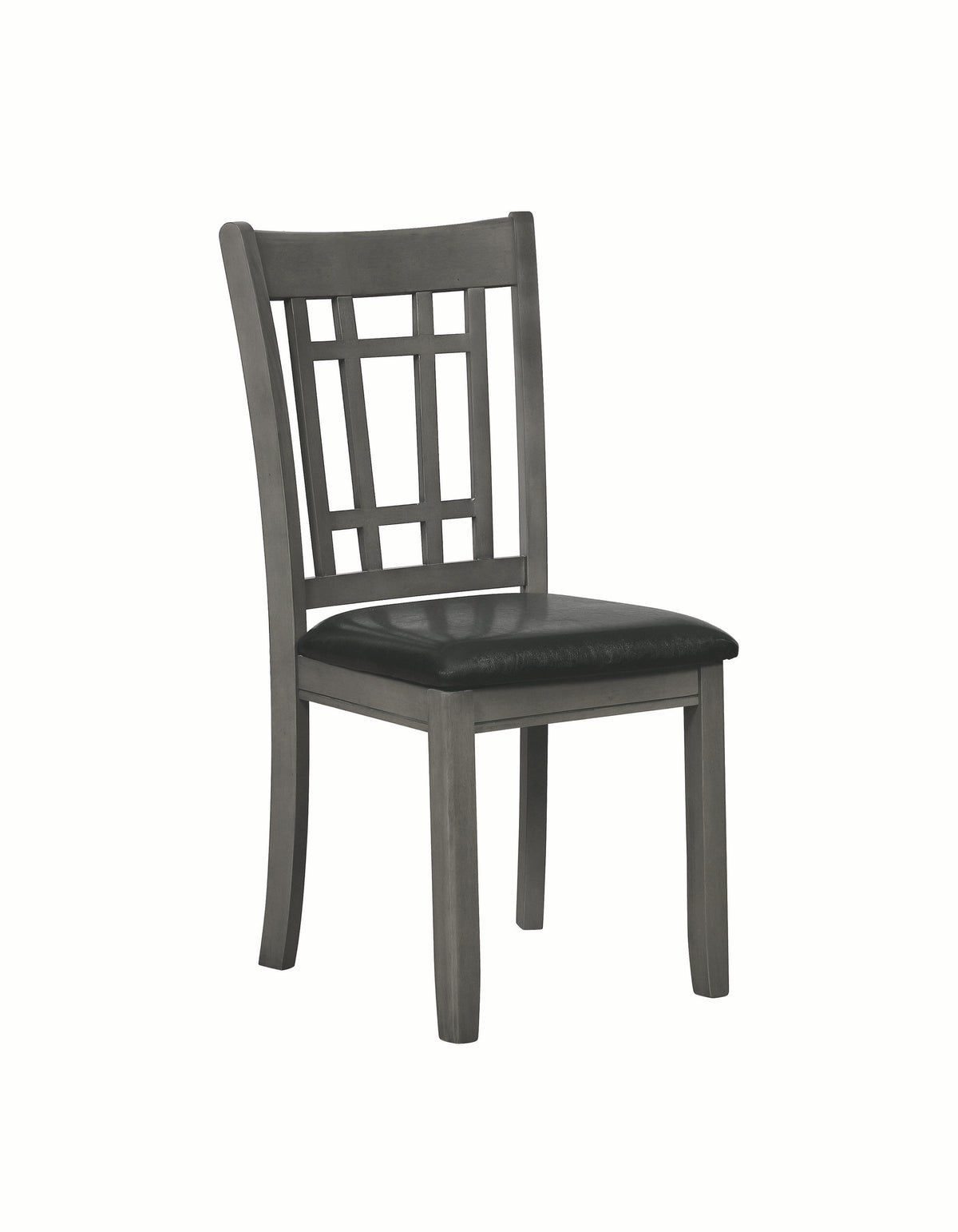 Cutout Back Wooden Dining Chair With Leatherette Seat, Gray And Black, Set Of Two