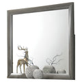 Transition Style Wooden Mirror With Rectangular Shape,Gray And Silver