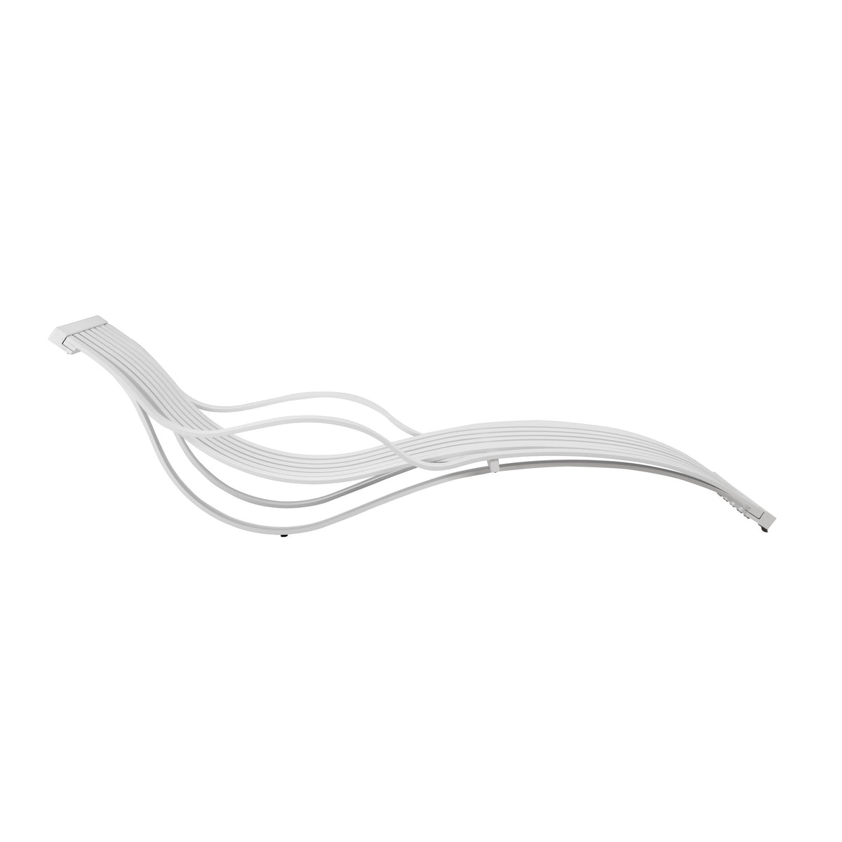 Industrial Style Aluminum Lounger With Slatted Details, White