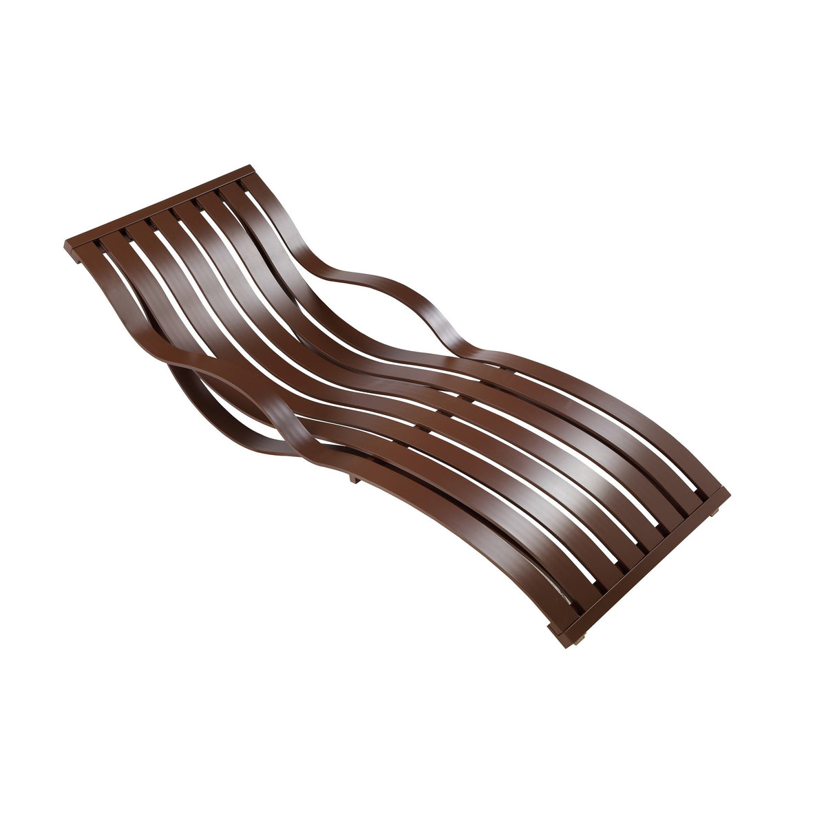Industrial Style Aluminum Lounger With Slatted Details, Espresso Brown