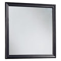 Wooden Frame Mirror With Mounting Hardware, Black And Silver