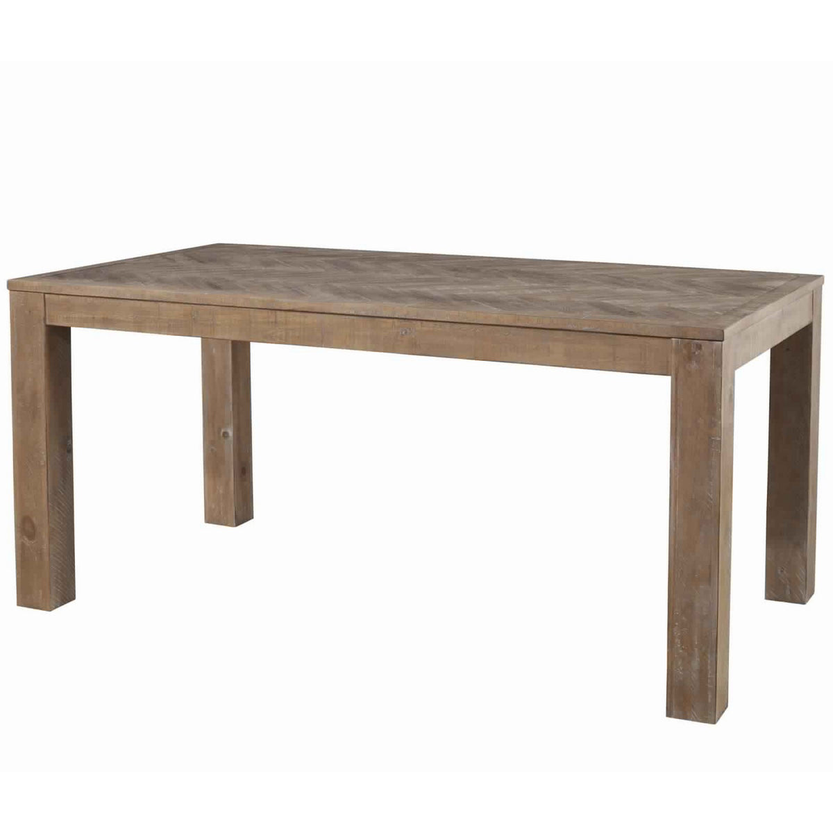 Rectangular Wooden Dining Table With Block Legs, Weathered Brown