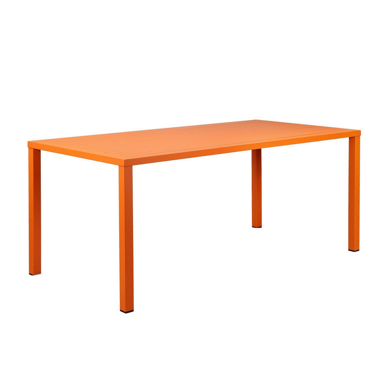 Slatted Top Metal Dining Table With Straight Legs, Orange