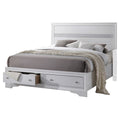 2 Drawer Wooden Eastern King Size Bed With Panel Headboard, White