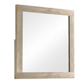 Transitional Style Grained Wood Encased Square Mirror, Cream