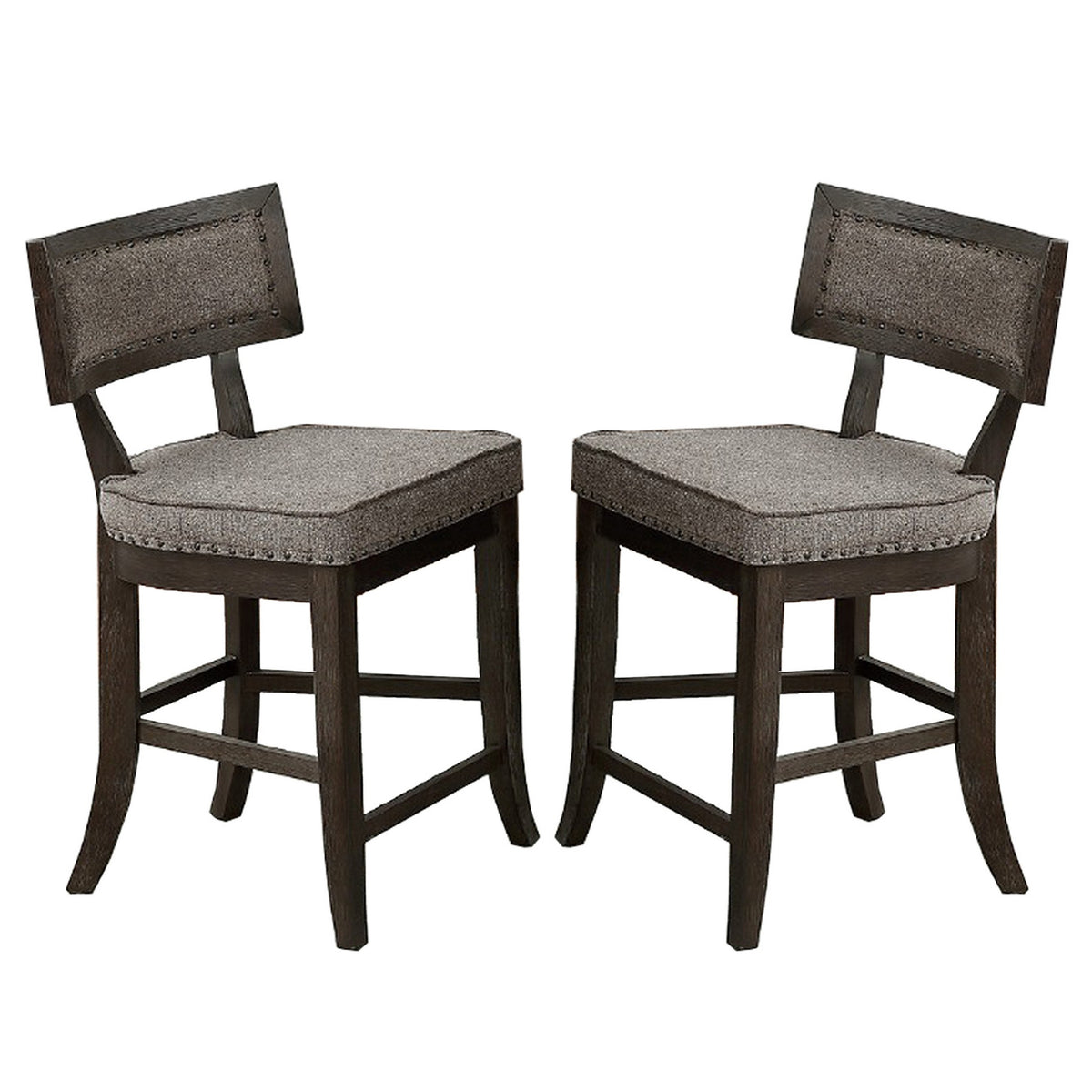 Curved Top Wooden High Chair With Flared Legs, Set Of 2, Gray