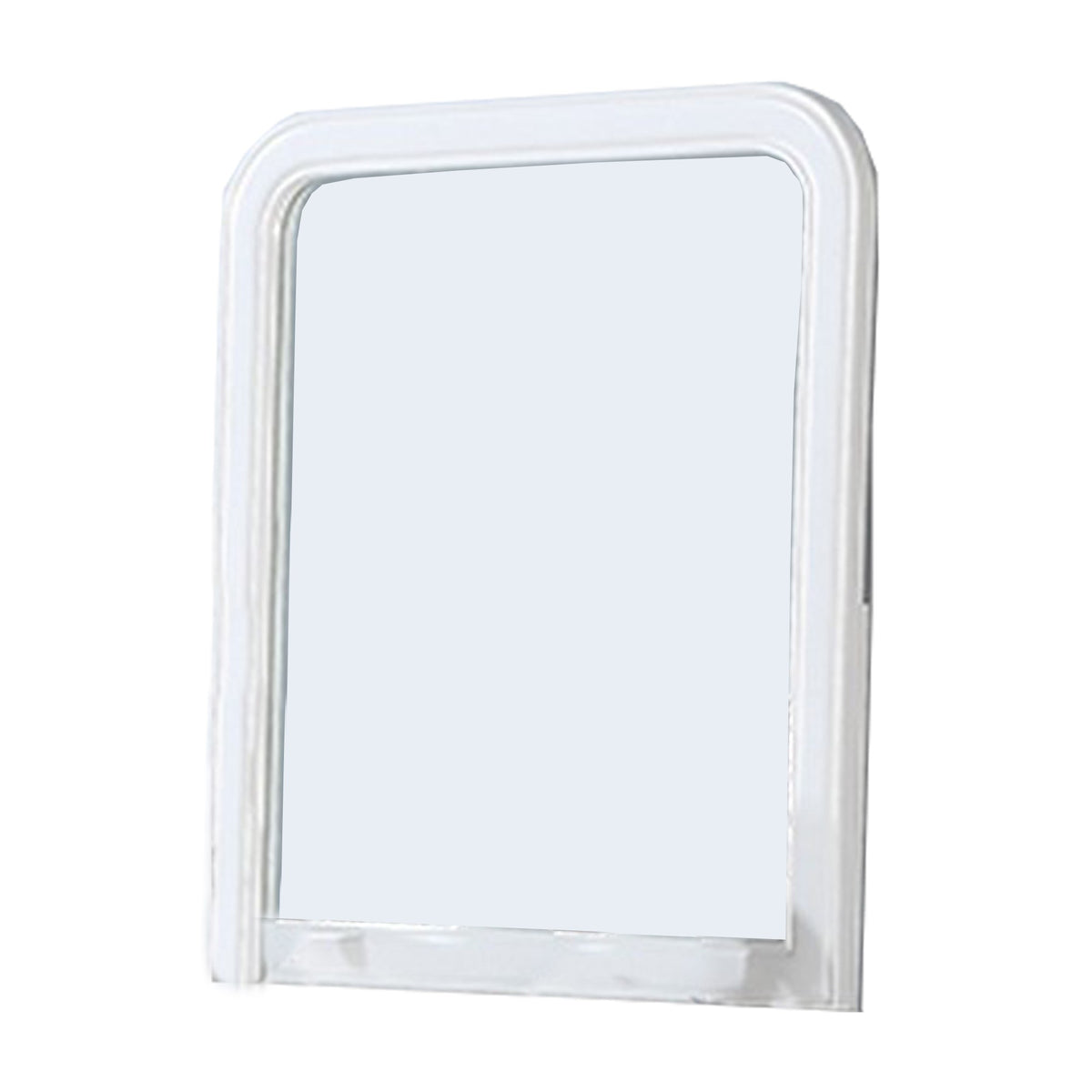 37 Inches Wooden Mirror With Curved Edges, White