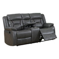 73 Inches Leatherette Motion Loveseat With Console, Gray