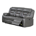 Leatherette Power Motion Sofa With Contrast Stitching, Gray
