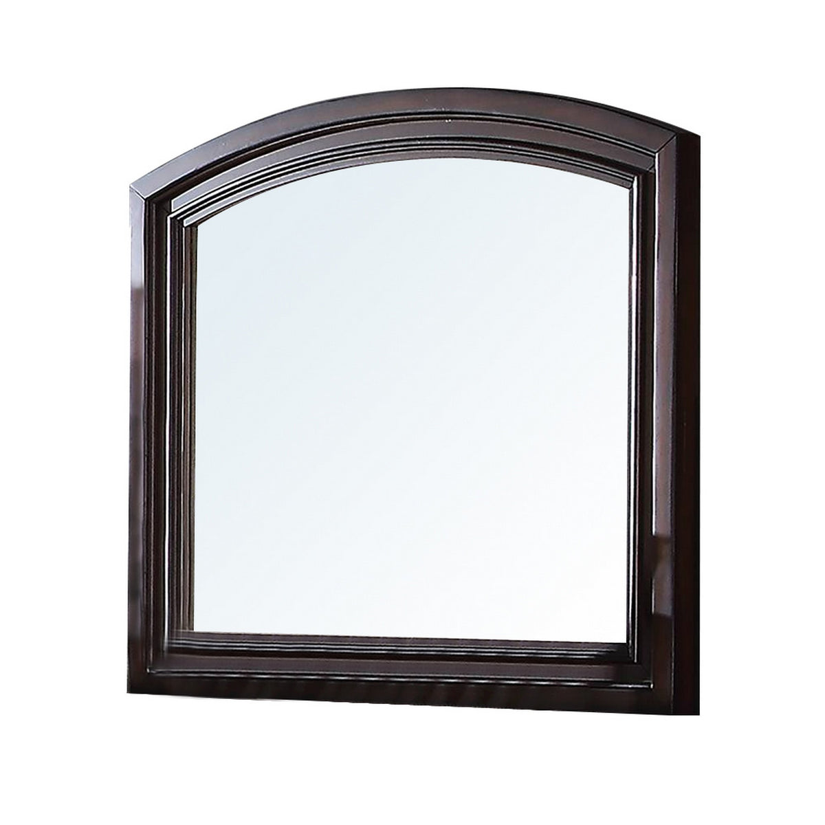 Wooden Mirror With Raised Frame And Molded Details, Brown