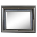 Wall Mirror With Mirror Accent And Beveled Edges, Gray