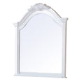 Transitional Style Wooden Wall Mirror With Crown Top, White