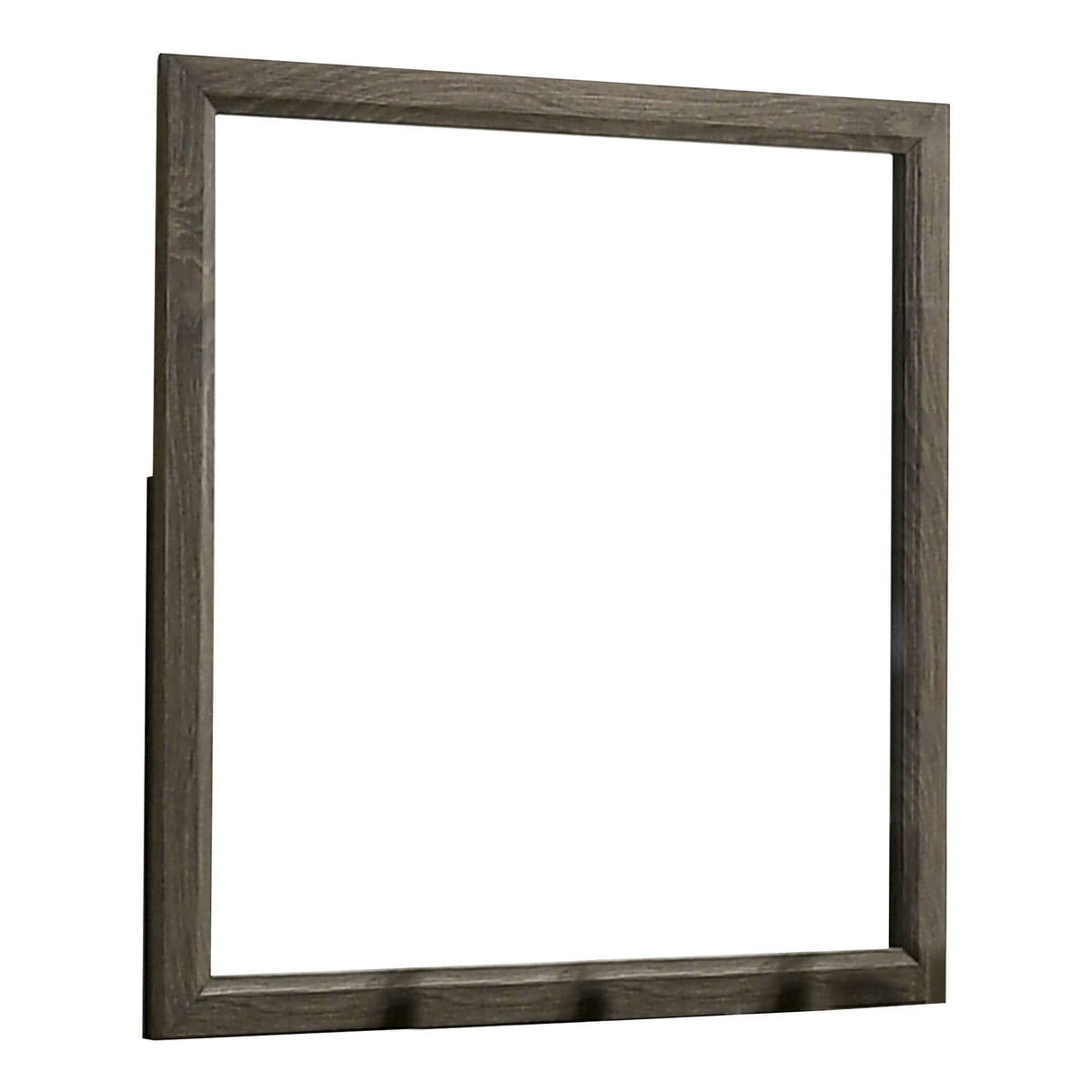 35 Inch Transitional Style Wooden Frame Mirror, Gray