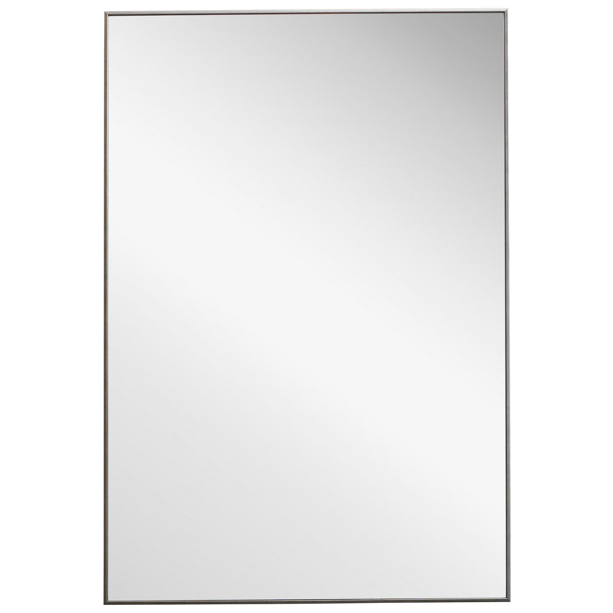 Rectangular Thin Wooden Frame Mirror, Silver