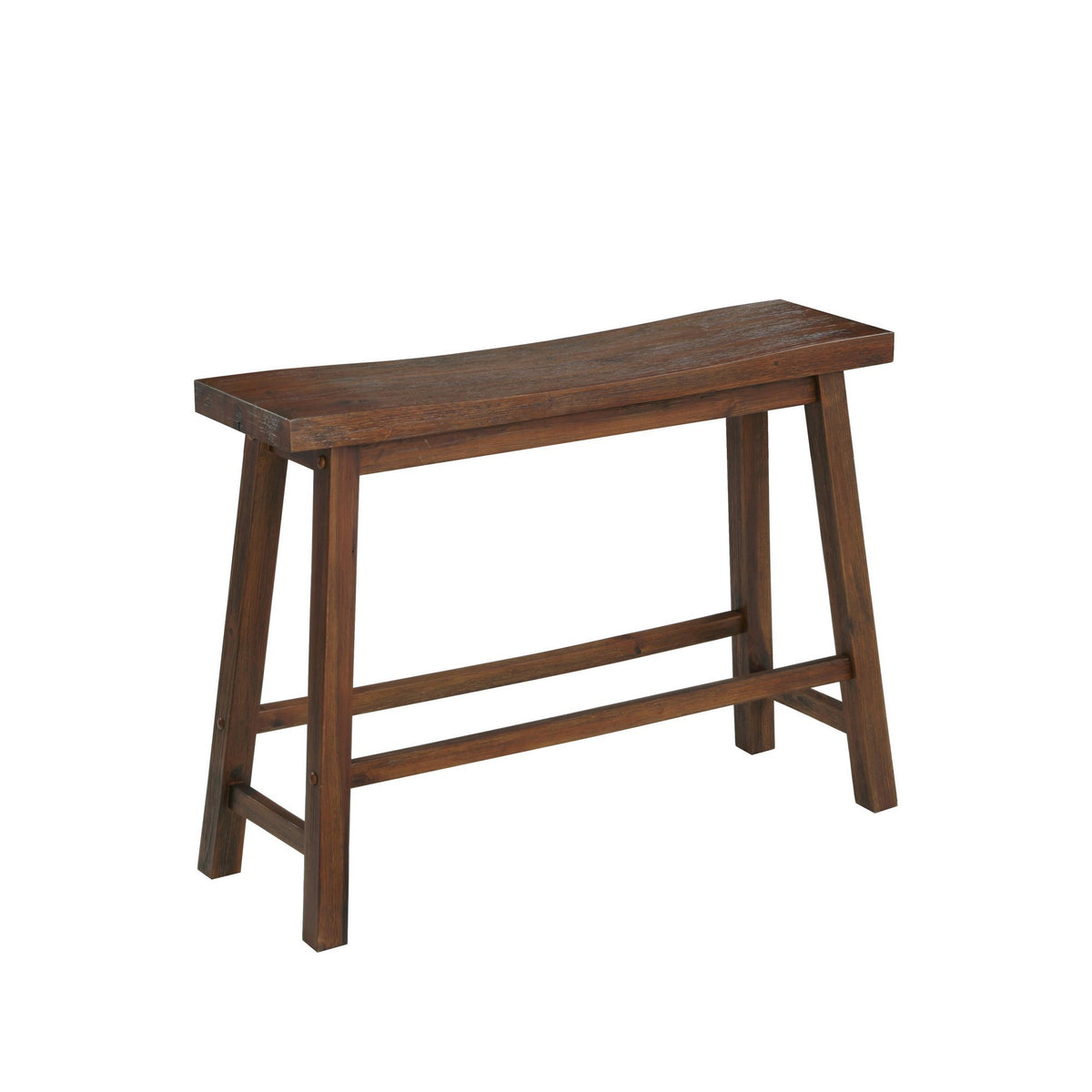 Saddle Design Wooden Bench With Grain Details, Brown