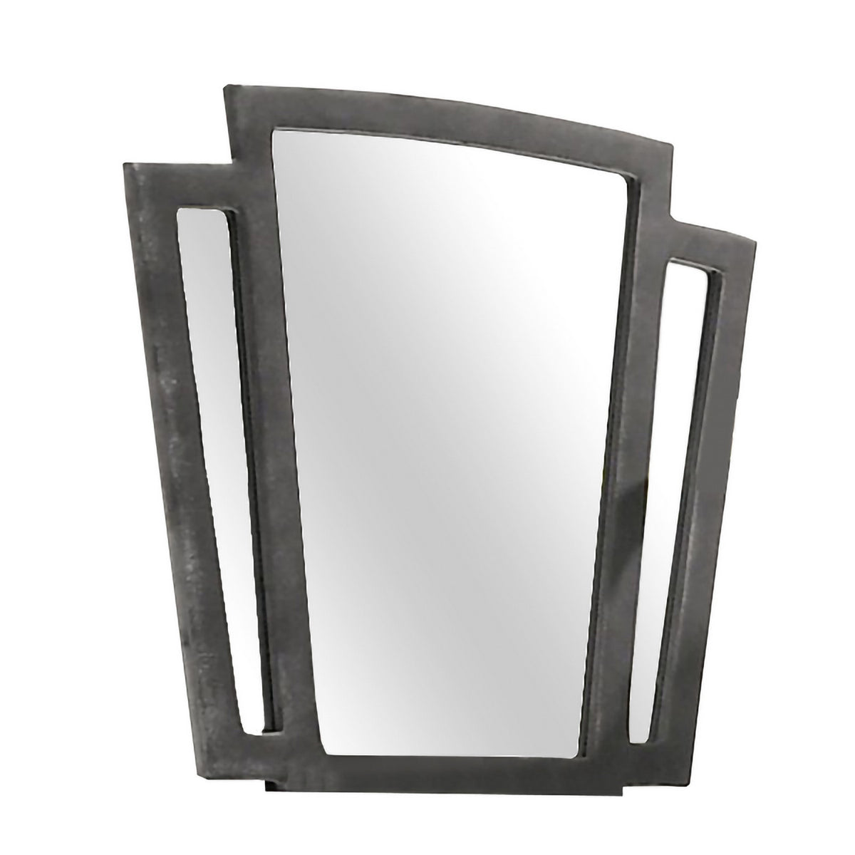 Tapered Fabric Frame Mirror With Mounting Hardware, Dark Gray