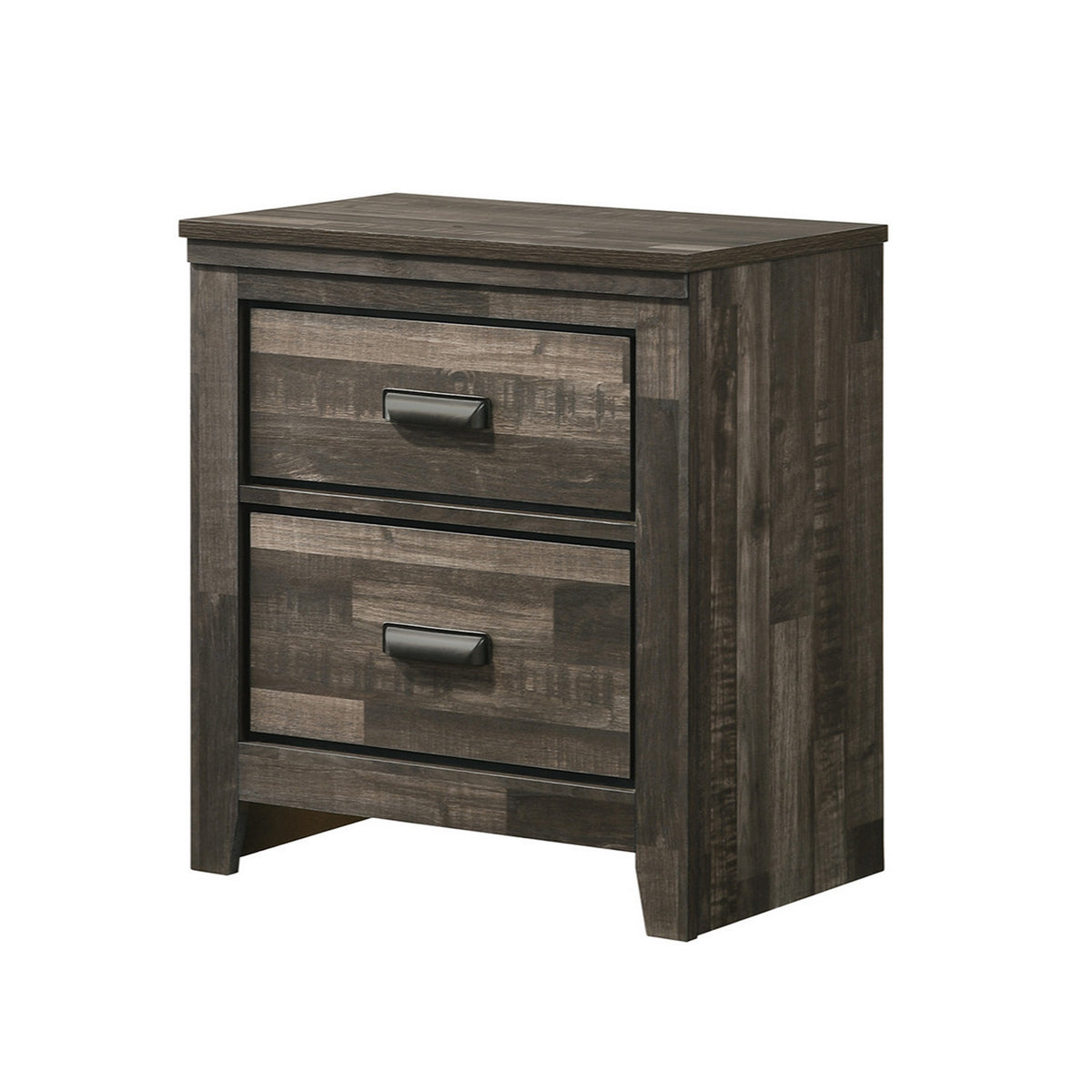 Nightstand With 2 Drawers And Butcher Block Design, Brown