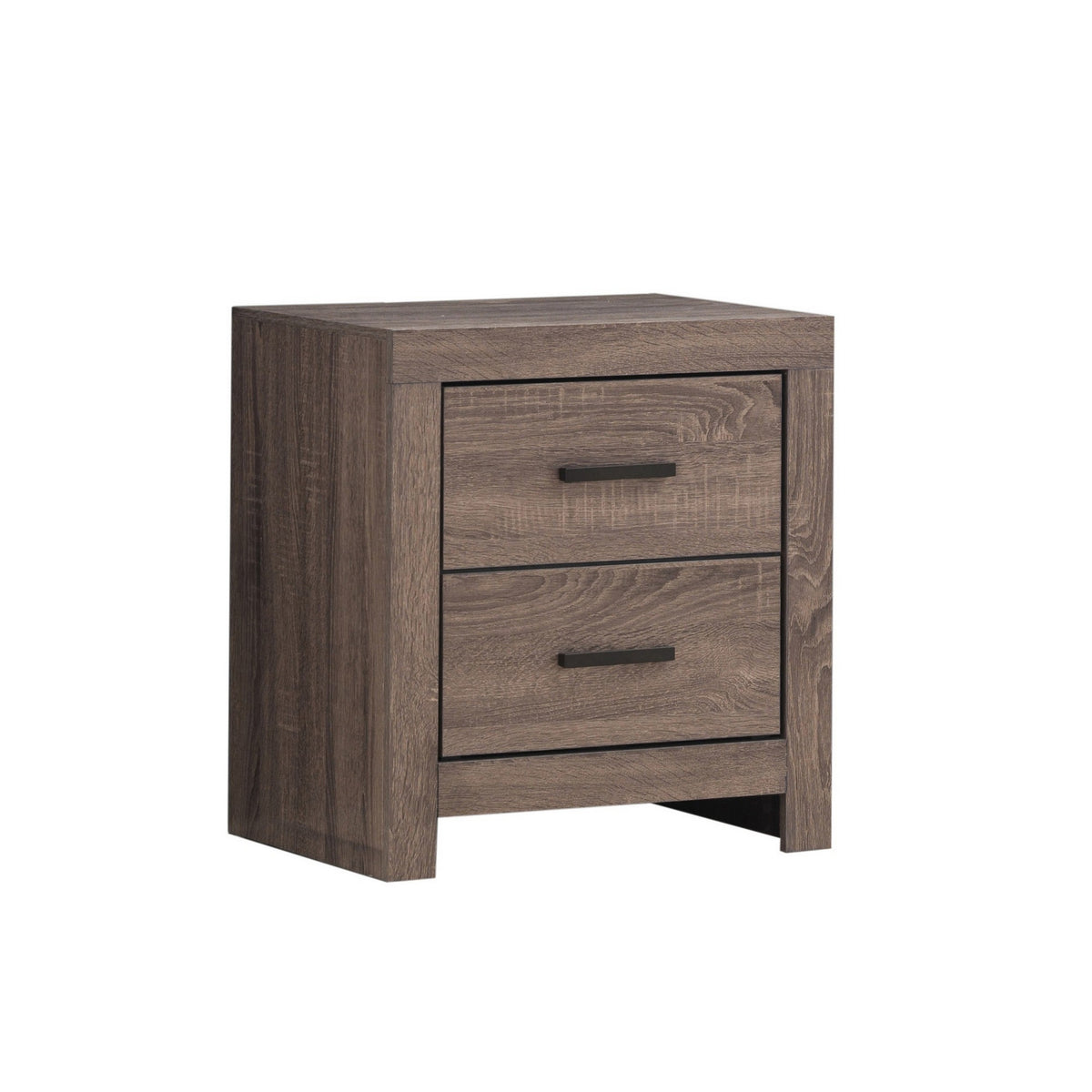 2 Drawer Nightstand With Metal Bar Pulls, Brown