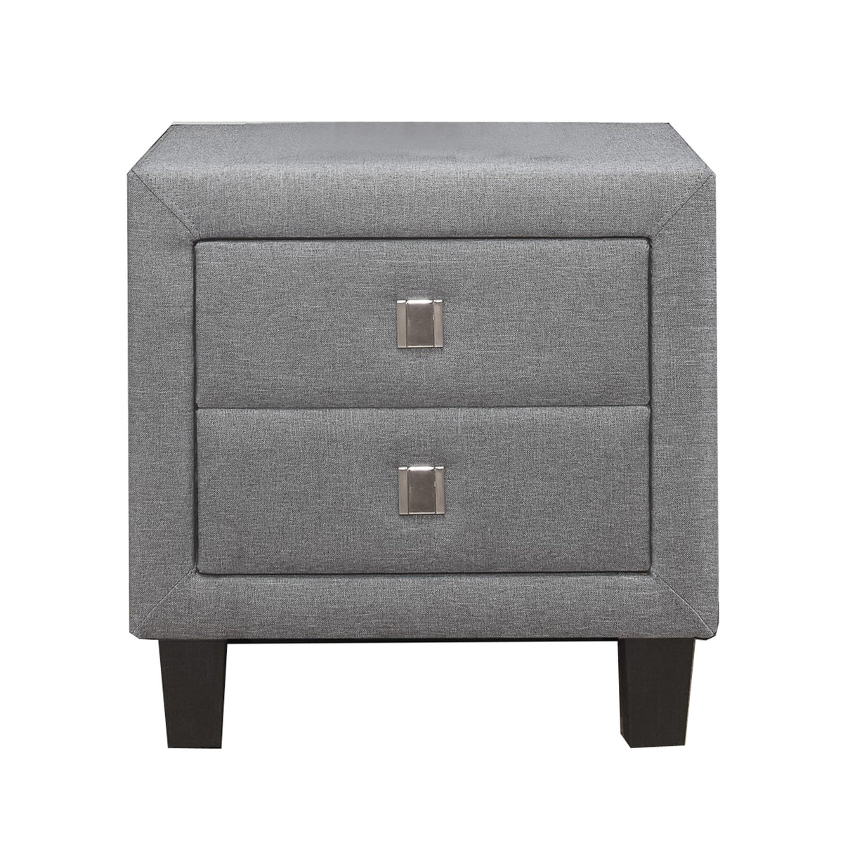 Nightstand With Single Drawer And Fabric Wrapping, Gray