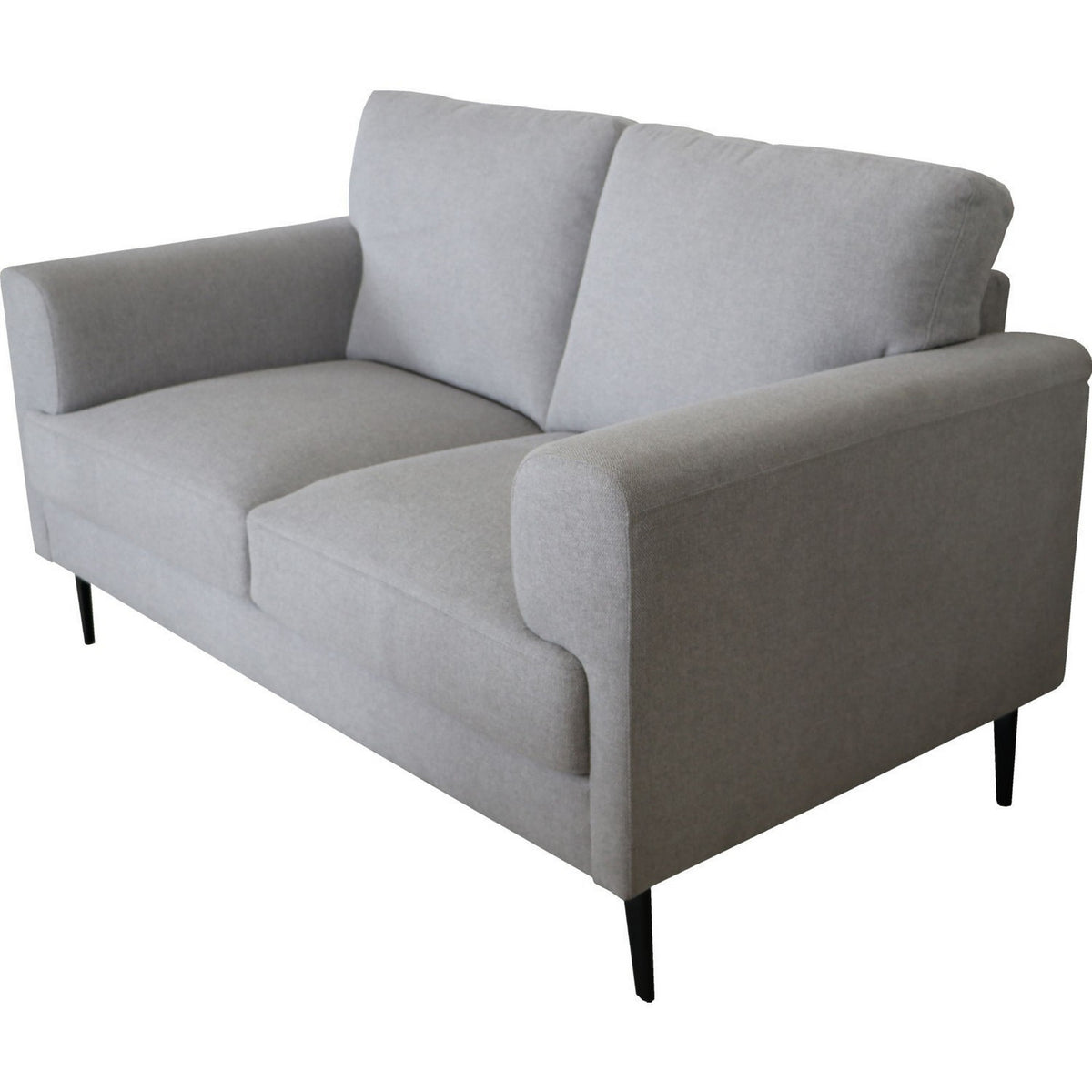 Loveseat With Fabric Upholstery And Sleek Metal Legs, Gray