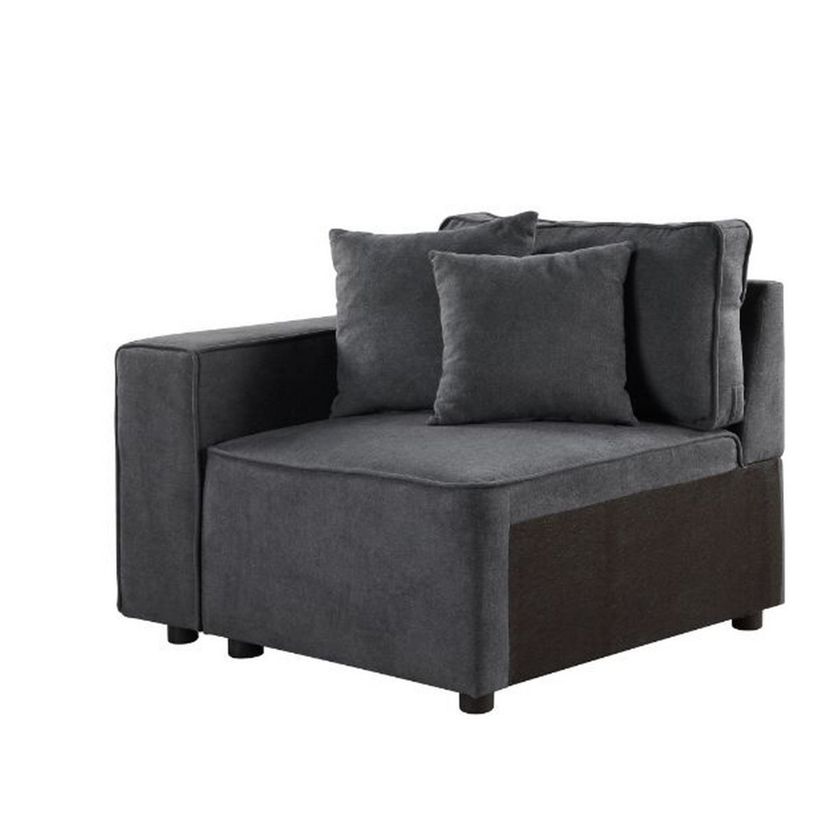 Modular Left Facing Chair With Loose Back Pillow, Gray