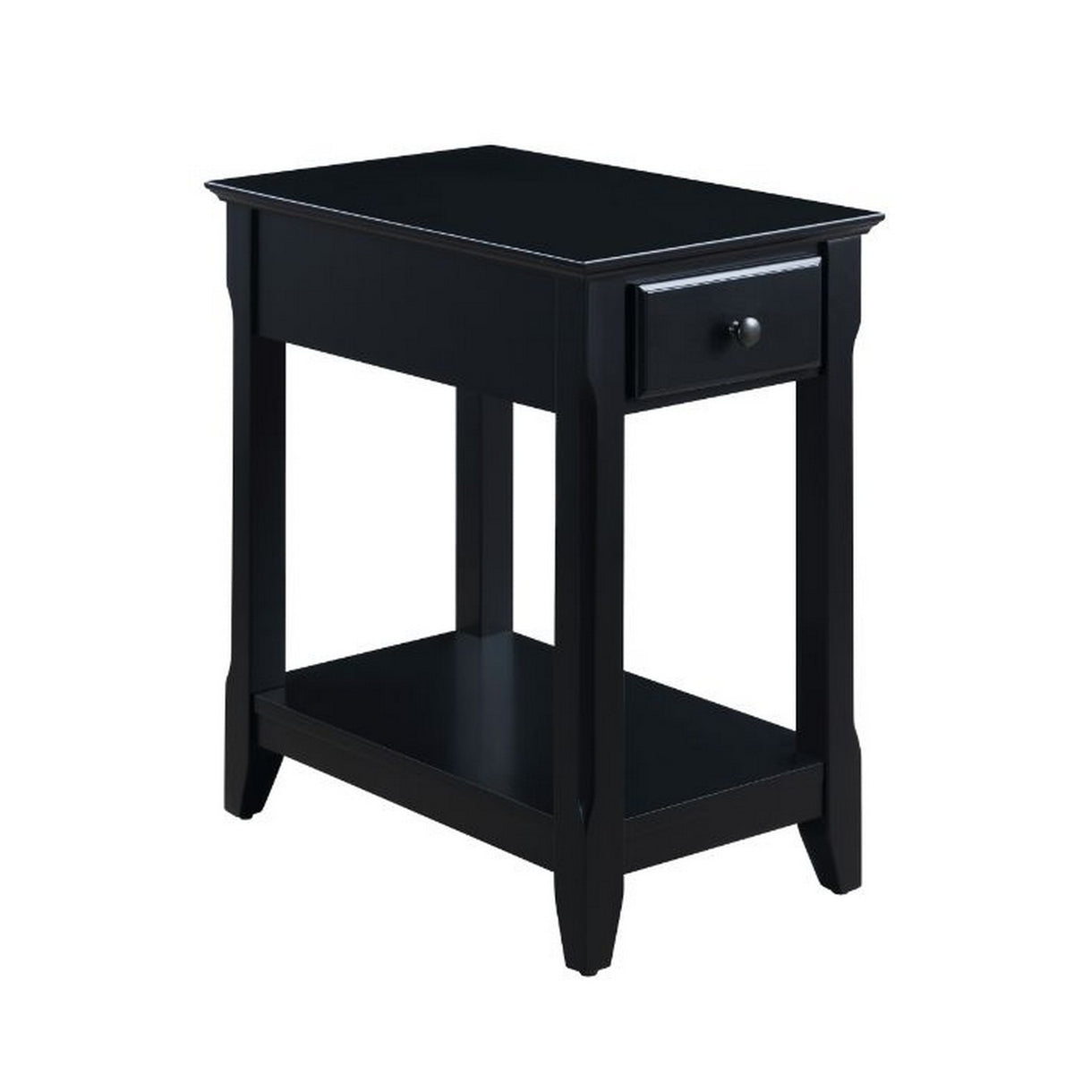 Accent Table With 1 Drawer And Bottom Shelf, Black