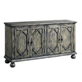 Console Table With 4 Doors And Bun Feet, Rustic Gray