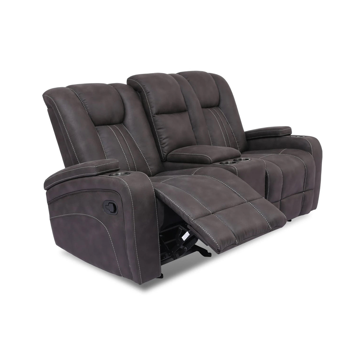 Glider Recliner Loveseat With Lift Top Armrest And Cup Holders, Dark Gray