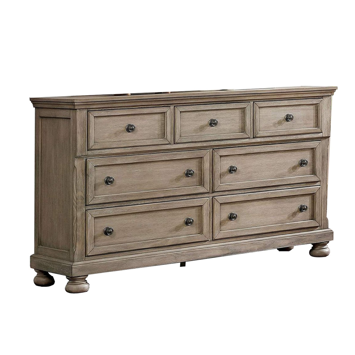 Dresser With 1 Hidden Drawer And Weathered Look, Gray