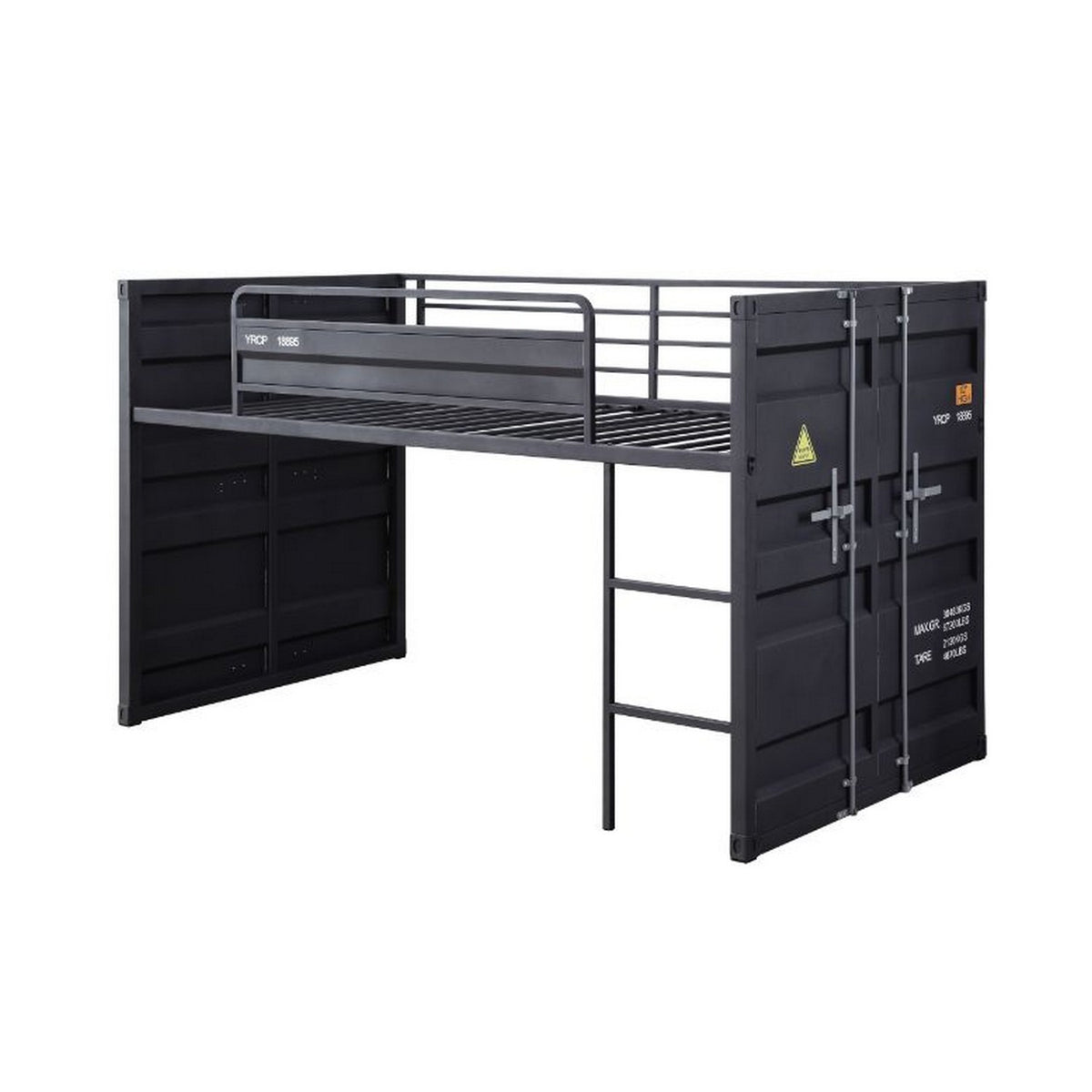 Twin Loft Bed With Metal Frame And Slide, Gray