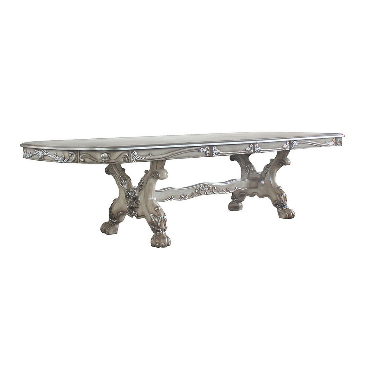 Dining Table With Scrolled Motifs And Claw Feet, Silver