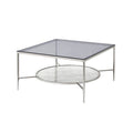 Coffee Table With Textured Round Shelf, Silver