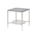 End Table With Textured Round Shelf, Silver