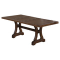Dining Table with Trestle Base and Extension Leaf, Brown