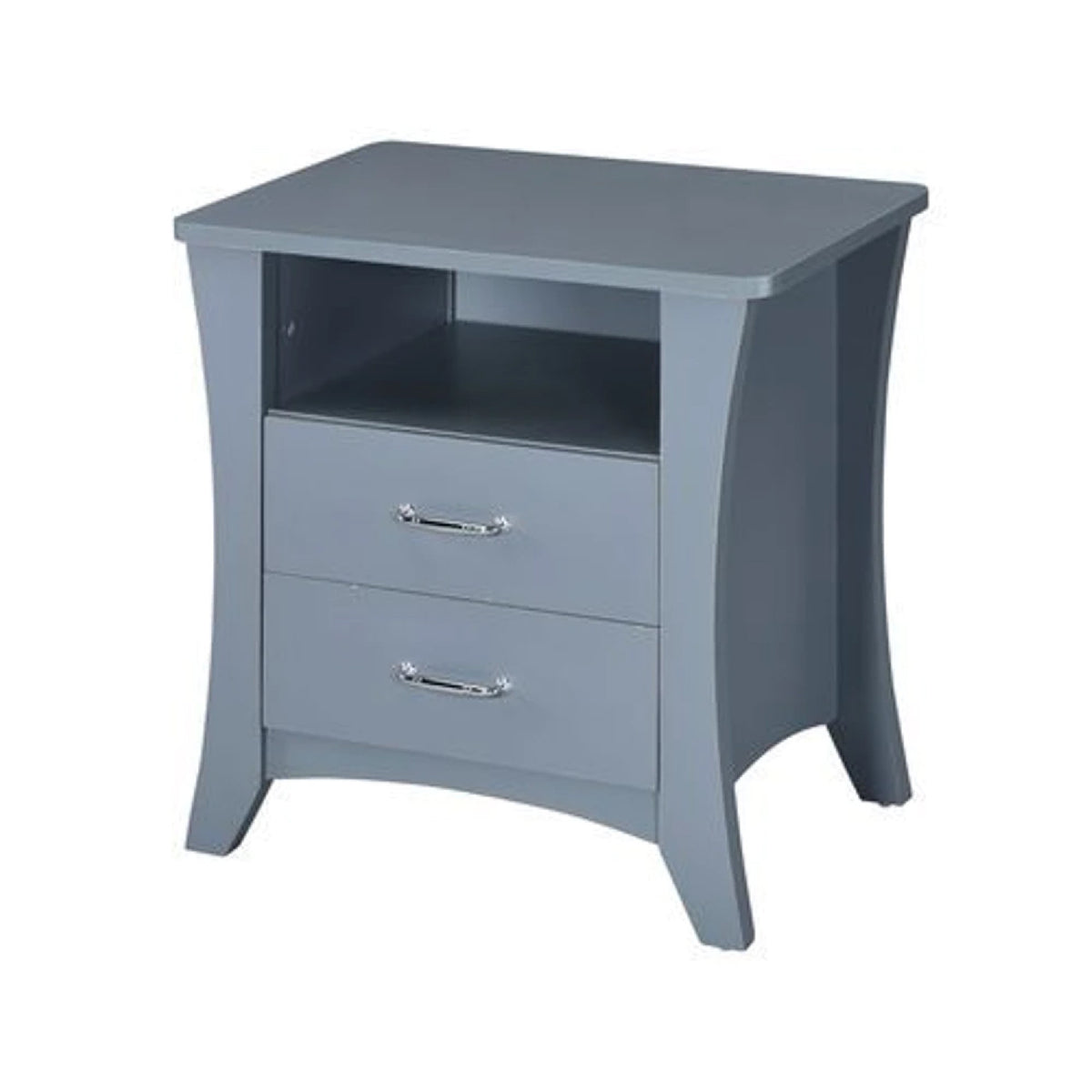 Accent Table With 2 Drawers And Open Compartment, Gray