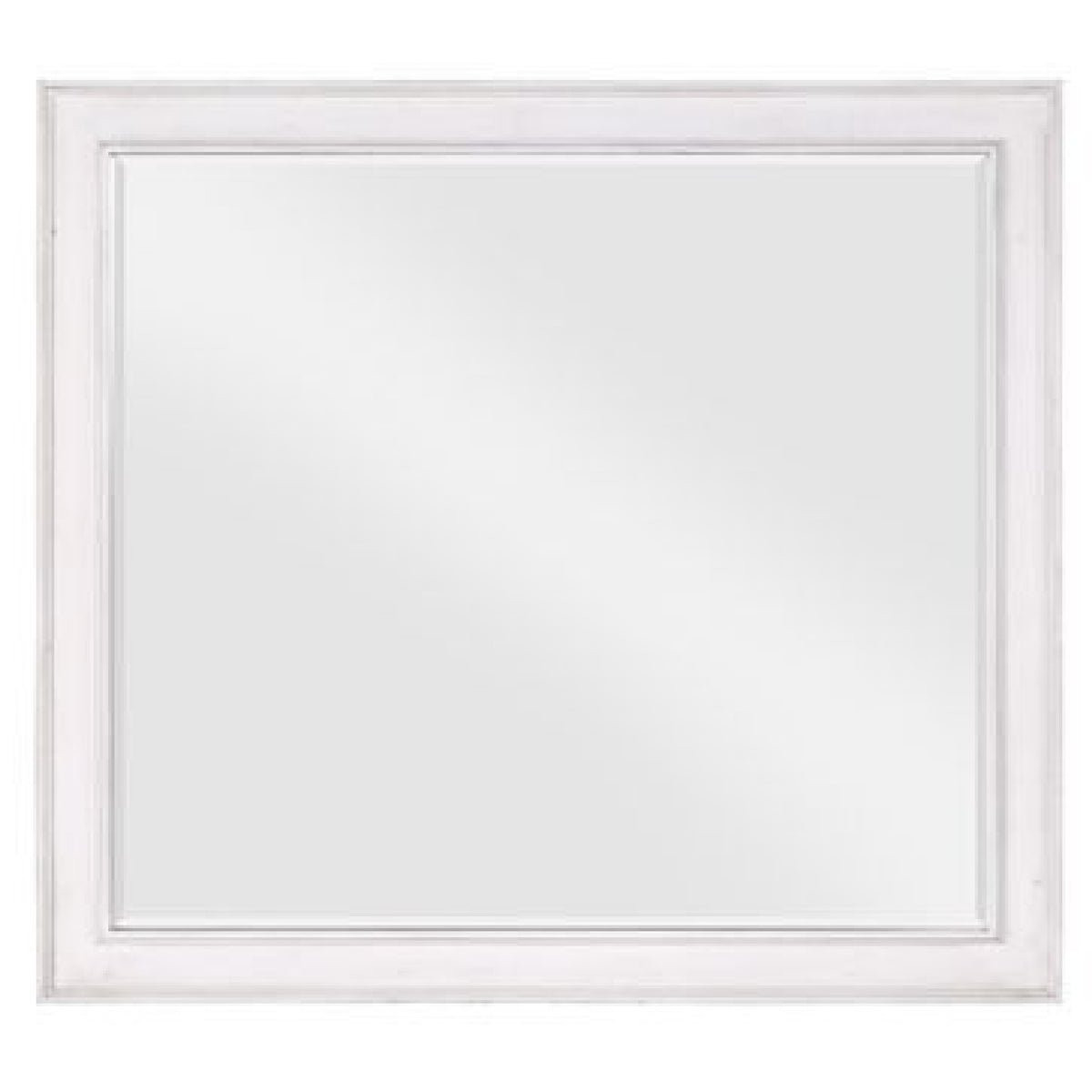 42 Inch Wall Mirror, Molded Sleek Wood Frame, White