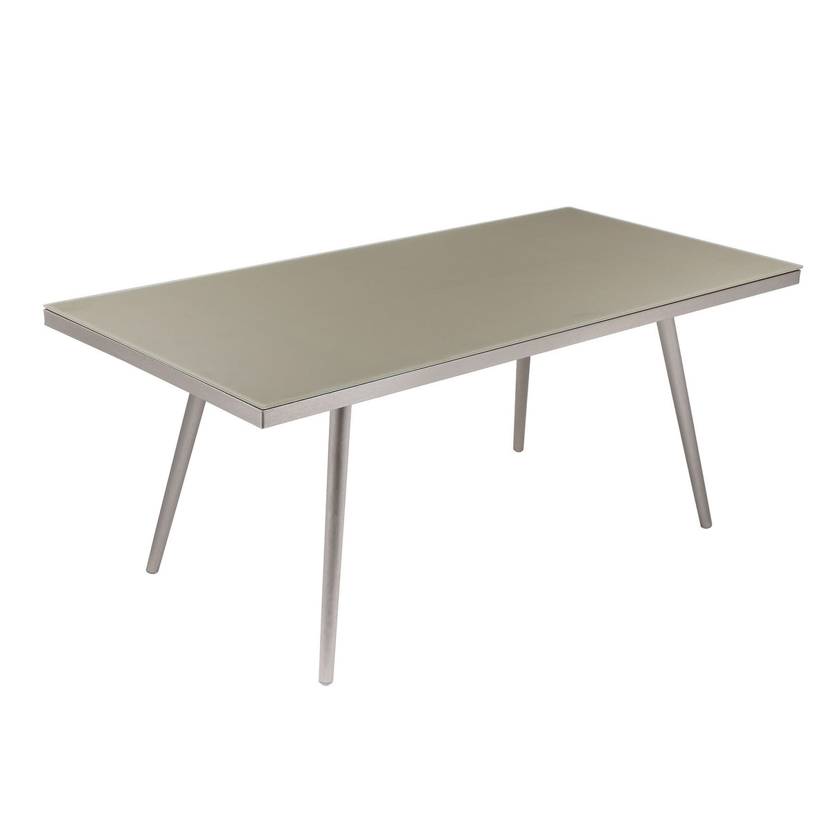 Phil 73 Inch Coffee Table, Tempered Glass Top, Smooth Gray Aluminum Frame