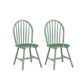 Irvin 18 Inch Modern Dining Chairs, Round Spindle Backs, Set of 2, Green