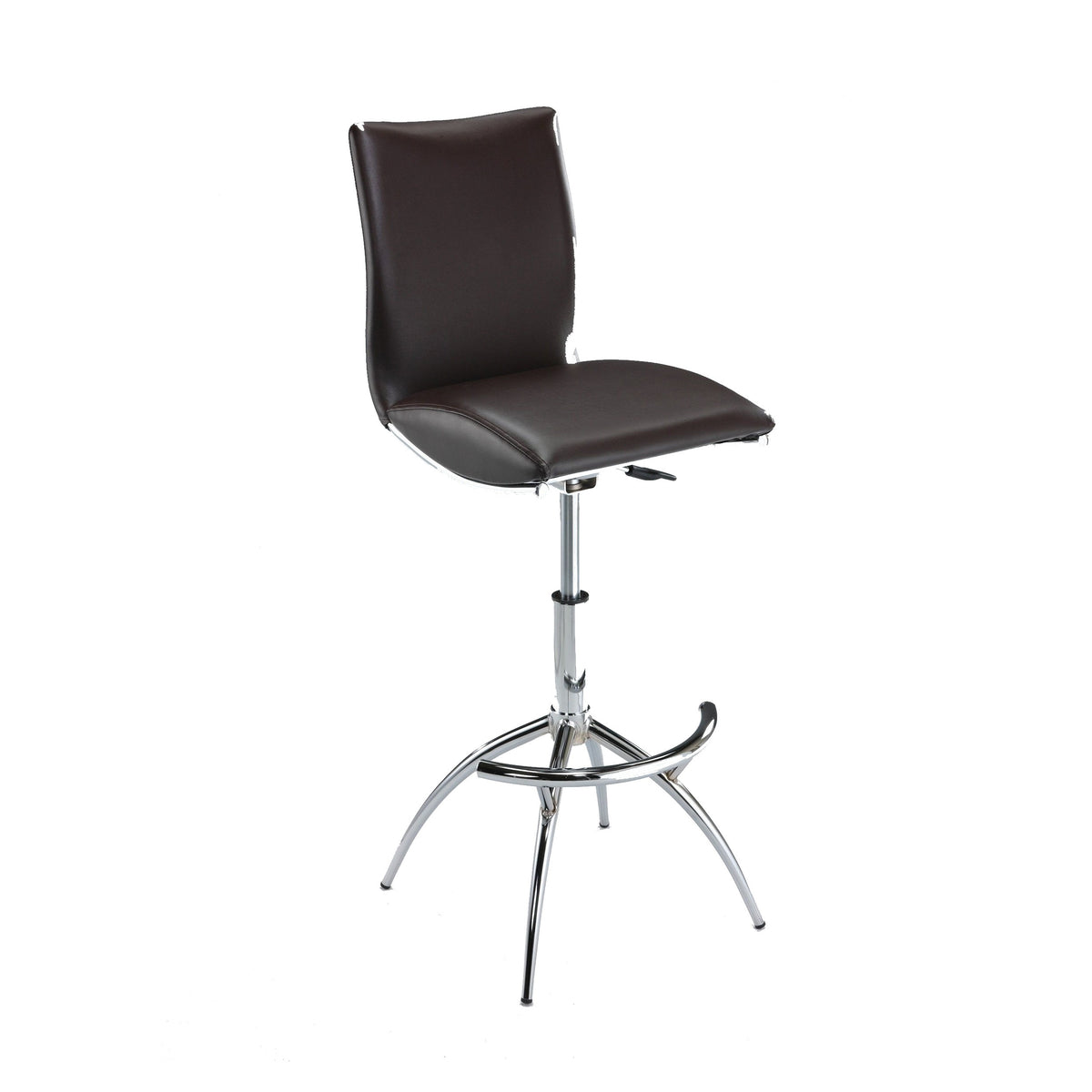 Deko 2631 Inch Adjustable Height Barstool Chair, Set Of 2, Chrome Brown Faux Leather