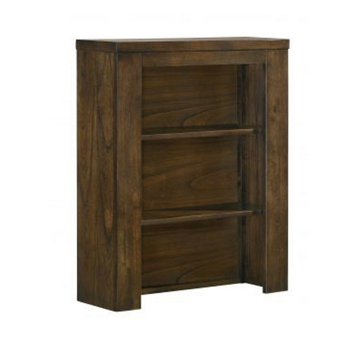 Maryl 26 Inch Pier Bookcase With 2 Shelves, Solid Wood, Antique Oak Brown