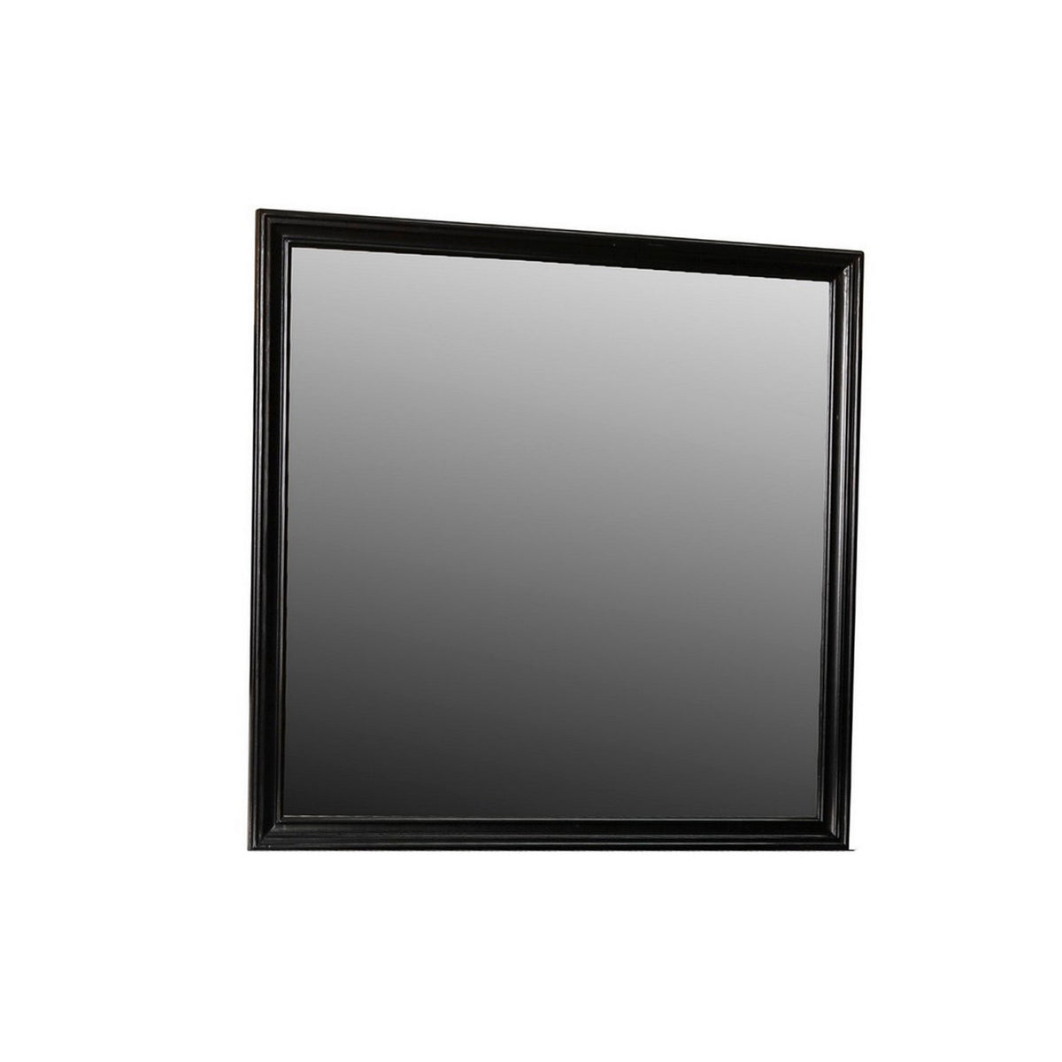 Umi 39 X 39 Dresser Mirror, Molded Design Solid Wood Black Square Frame