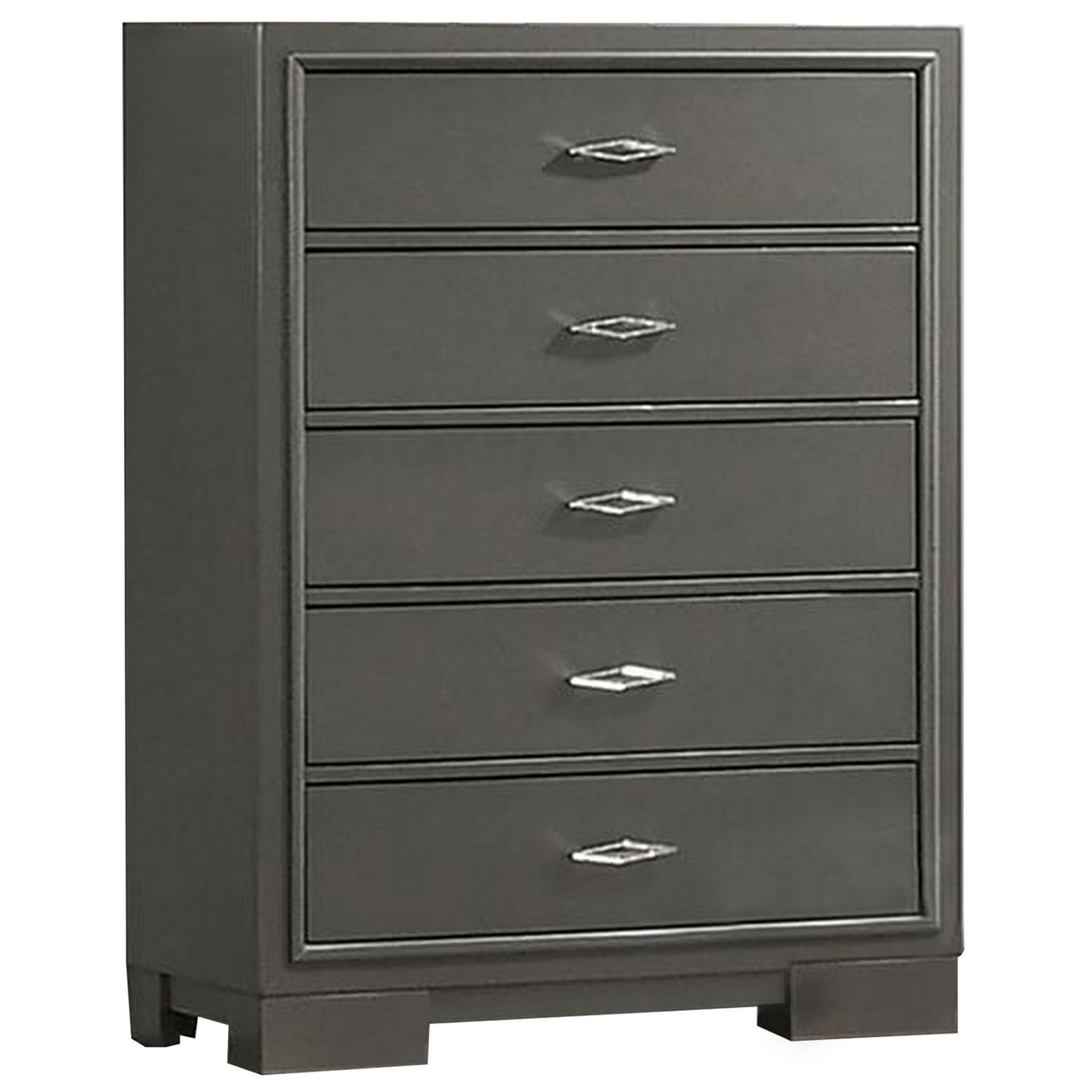 Aliso 47 Inch Tall Dresser Chest, 5 Drawers, Solid Wood, Dark Gray Finish