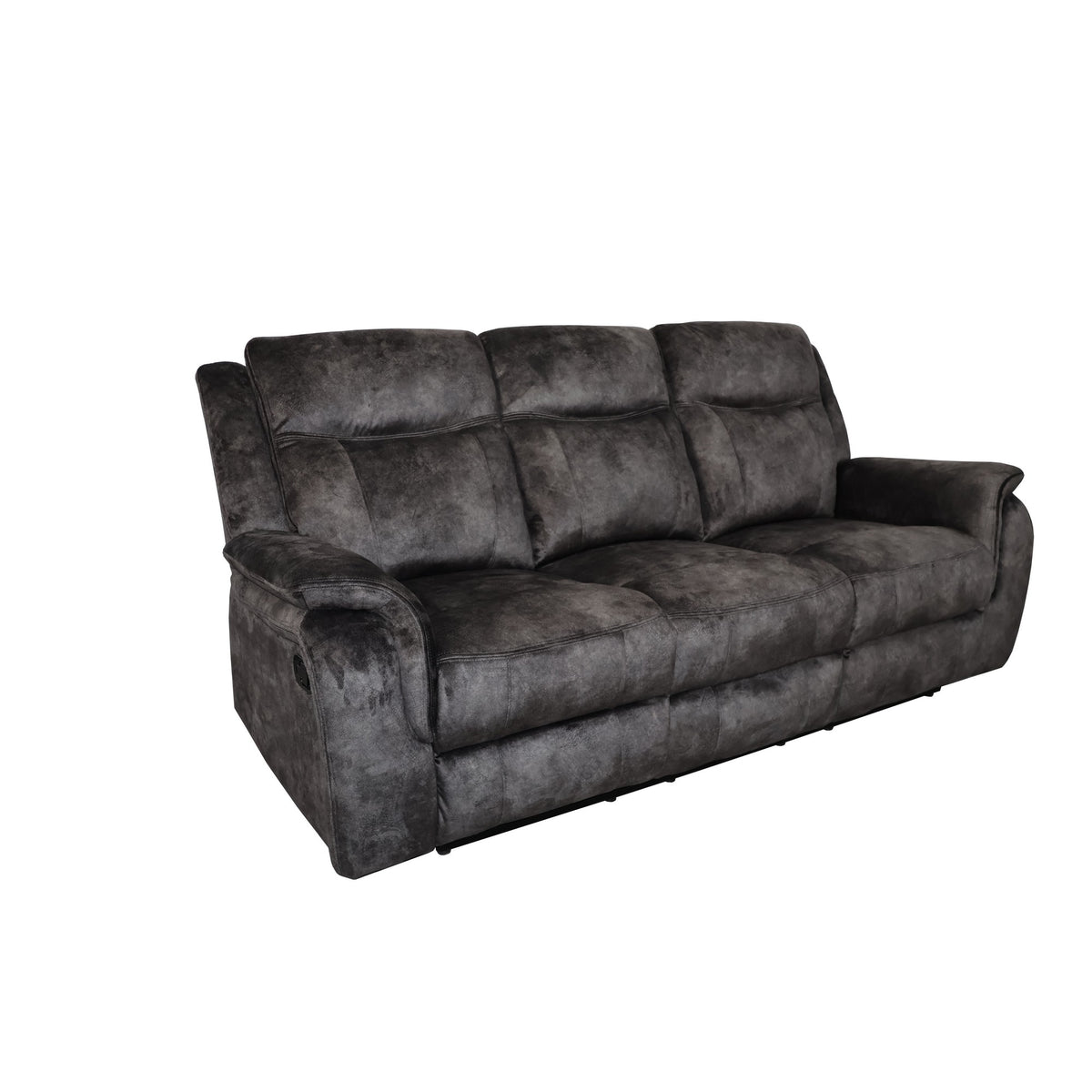 Harbor 82 Inch Sofa With Dual Power Recliners, Gray Faux Suede Upholstery