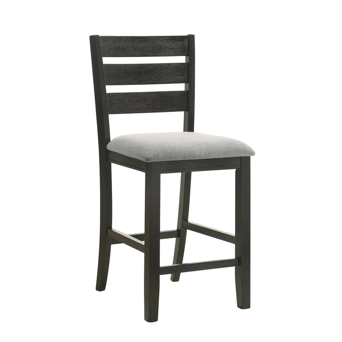 Woodlands 24 Inch Counter Height Chairs, Set Of 2, Faux Leather, Wood, Black And Brown
